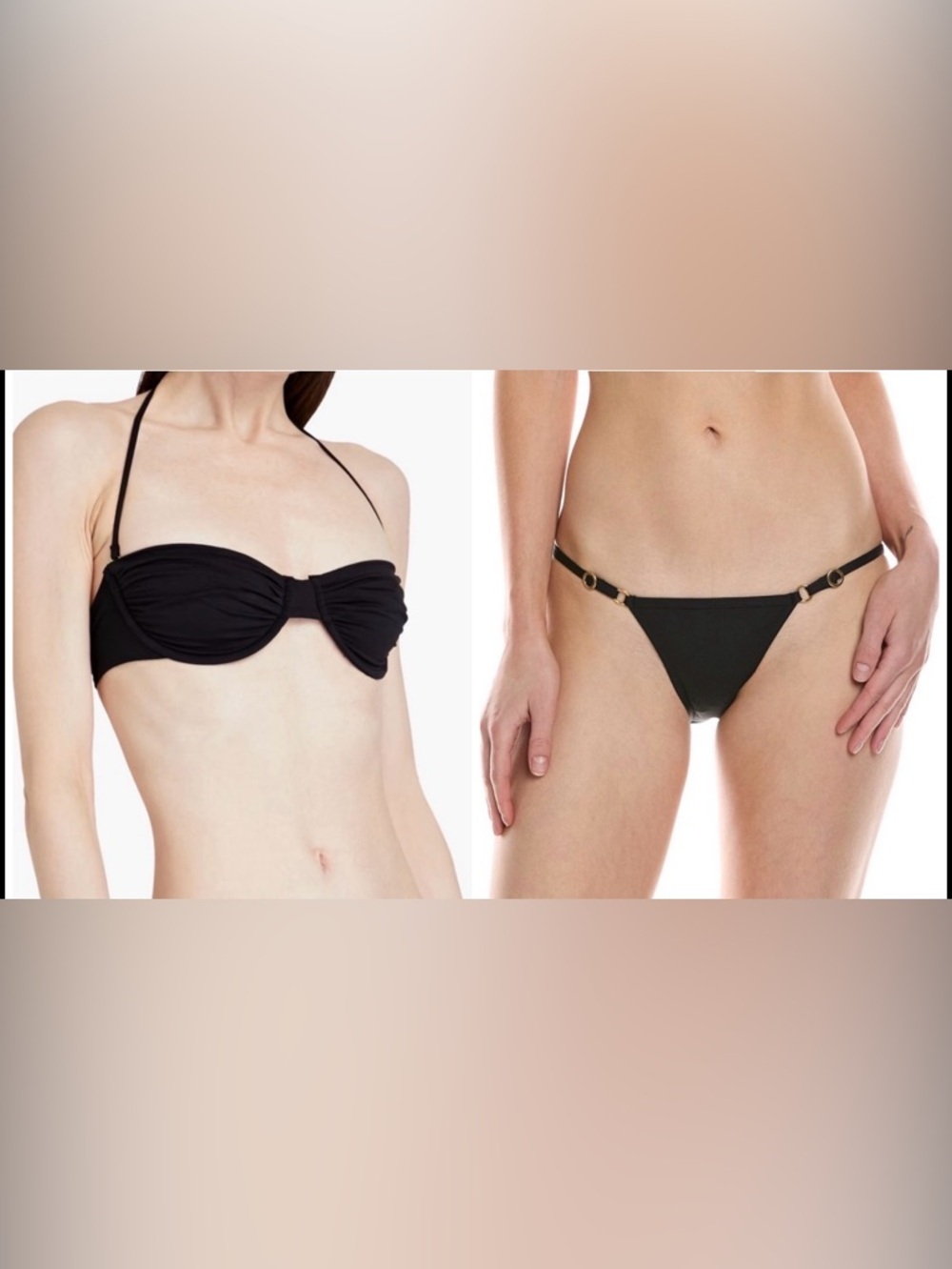Melissa Odabash Bikini Top & Bottom Black Size IT 46 (US Size 10) NWT